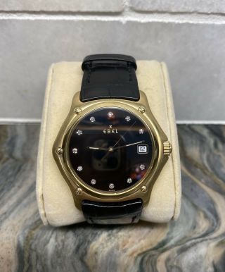 Ebel 1911 8187916 Black Diamond Dial 40mm Solid 18k Yellow Gold Large Size