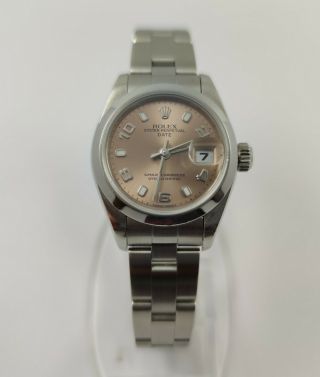 Rolex Oyster Perpetual Date Ladies 79160 Pink Dial With Arabic Numbers