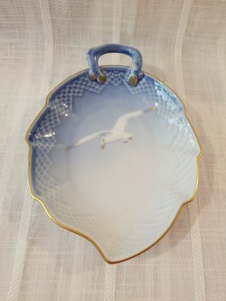 Vintage B&g Bing & Grondahl Copenhagen Seagull Porcelain Leaf Dish Plate Bowl