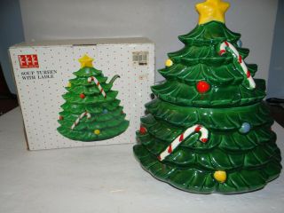 Vintage Caldor Share The Joy Christmas Tree Soup Tureen With Ladle Japan
