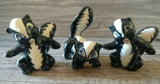 Set Of 3 Vintage Ceramic Arts Studio Pottery Baby Skunks Figurines Miniature Cas