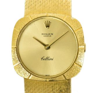 Authentic Rolex Cellini Wrist Watch Women Vintage 750 Yellow Gold Hand Winding