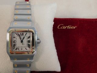 Vintage Cartier Curved Santos 18kt & Stainless Steel 29mm Watch 2yr