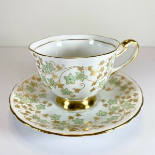 Royal Chelsea English Bone China Tea Cup & Saucer,  England,  Gold Trim,  4332a