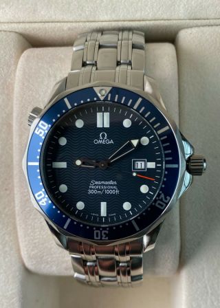 Omega Seamaster Professional 300m 41mm 2541.  80 Quartz Blue Ss Watch W/ Orig.  Box