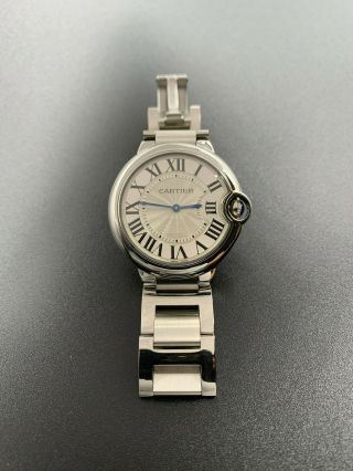 Cartier Ballon Bleu W69011z4 Stainless Steel Silver Dial 36mm Quartz Watch