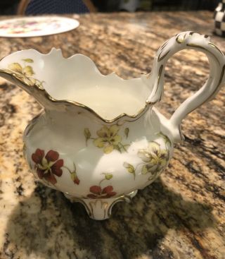 Brown - Westhead Moore Cauldon England Creamer - Potters To Her Majesty - Pansies