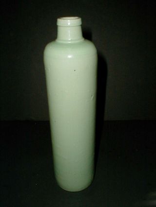 German Stoneware Salt Glazed Teal Green Pottery Seltzer Mineral Water Bottle