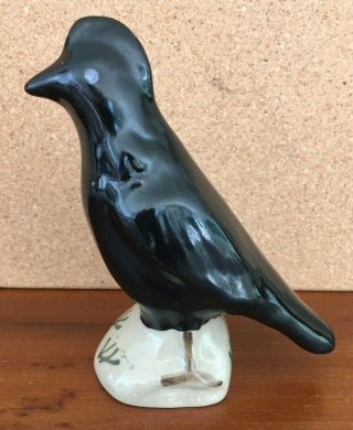 Vintage Bbp Beaumont Brothers Pottery Figural 4.  5 In Black Crow