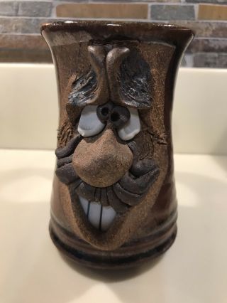 Mahon Made Stoneware Funny Faced Mug / Stein 10 Oz Signed Labeled