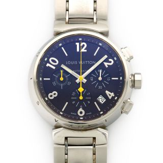 Louis Vuitton Steel Tambour Chronograph Watch Ref.  Q1121