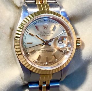 Rolex Ladies Stainless Steel & 18k Yellow Gold Oyster Perpetual Datejust Watch