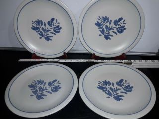 Vinatage Pfaltzgraff Yorktowne Set Of 4 Dinner Plates 10 " Cobalt Blue Usa