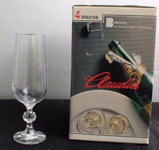 Box Bohemia Claudia Set 4 Crystal Champagne 180 Ml Flute Czechoslovakia