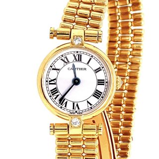 Cartier Vendome 18k Yellow Gold Diamond Watch W/original Box.