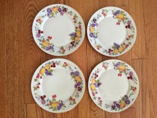 Lenox China Special Fruit And Flowers Dinner Plates - Set Of 4 Euc