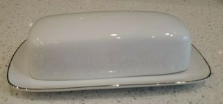 Crown Victoria Lovelace Butter Dish Silver Trim Fine China Made In Japan Lidded