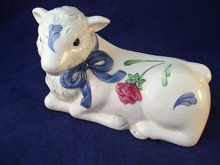 Lenox Poppies On Blue Barnyard Cow Figural Butter Dish Lid Replacement Lid Usa
