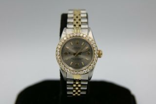 Rolex Oyster Perpetual Watch Two - Tone Stainless Steel Diamond Bezel 76183