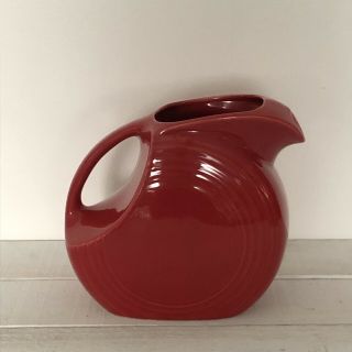 Large Fiesta Ware Red Disc Water Pitcher Fiestaware Homer Laughlin Pottery 67oz
