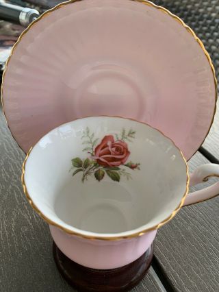 Paragon English Bone China Pink Cabbage Roses Tea Cup & Saucer Set