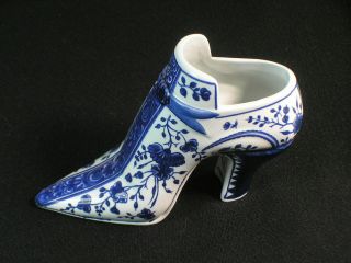 Colonial Williamsburg Restoration Authentic Delft Shoe Blue & White I&s 1729