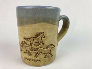 Cold Mountain Pottery Handmade Ceramic Stoneware Mug Horses Billings Montana