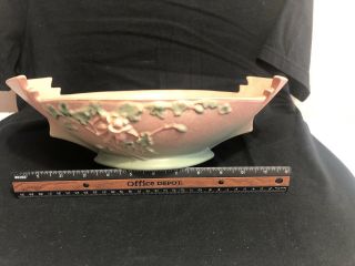 Centerpiece Bowl Vintage Roseville Art Pottery Matte Pink & Green Columbine