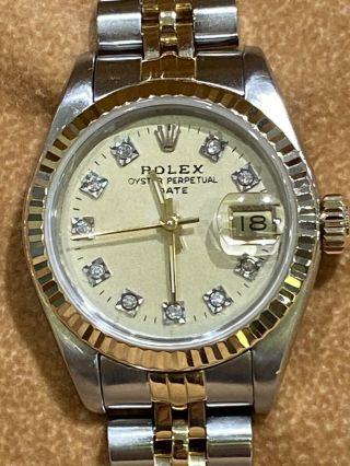 Rolex Datejust 26mm 18kt Gold & Stainless Steel Watch Champagne Diamond 6917