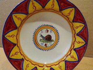 Palio Di Siena Ceramic 9 " Tile Soup Bowl " Chiocciola " - Snail Italy Vintage