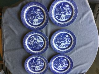 Set Of 6 Churchill Blue Willow 10 1/4 In Dinner Plates In