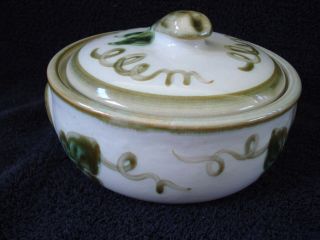 John B Taylor Louisville Ky.  Stoneware Covered Dish With Pear