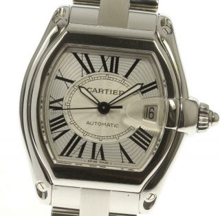 Cartier Roadster Lm W62025v3 Date Silver Dial Automatic Men 