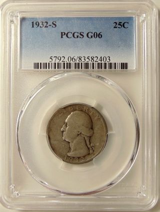 1932 - S Washington Quarter - Pcgs G06 - " Key Date " - Looking Coin