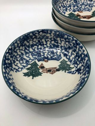 Cabin in the Snow Soup Cereal Bowls Set of 4 Tienshan Folk Craft 2