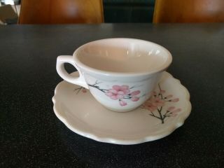 Vintage Syracuse China Cherry Blossoms Plate Coffee Cup Restaurant Ware Railroad