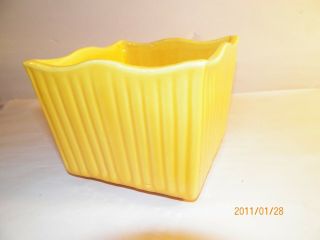 Vintage Mccoy Pottery Yellow Square Planter Flower Pot Made In Usa