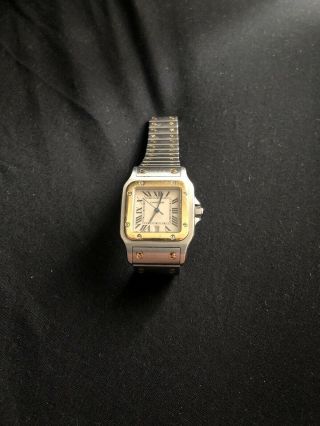 Vintage Cartier Santos Galbee 1566 Quartz 18k Gold & Steel 29 Mm - Well
