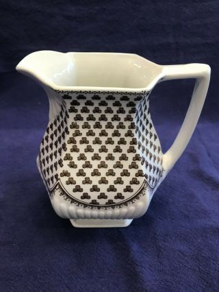 Wm Adams & Sons Sharon " Real English Ironstone " Brown Clover Pitcher 6in Euc