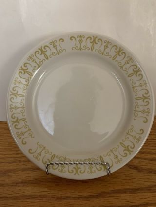 Restaurant Ware 4 Dinner Plates Homer Laughlin Old Gothic Abbey Gold Scroll 70’s 2
