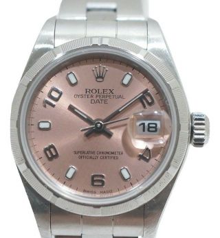 Rolex Oyster Perpetual Date 79190 Steel Pink Dial Ladies Watch