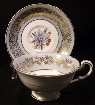 Paragon Cup And Saucer Set Light Blue With Floral Center 25