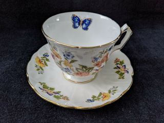 Butterfly - Flower Design Aynsley Tea Cup And Saucer