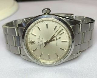 Rolex Air King Silver Index Dial Steel Midsize 14000m Stainless Steel Precision