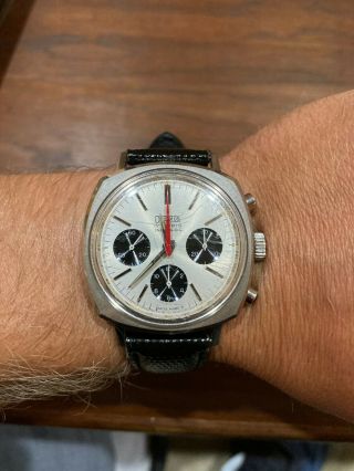 Rare Vintage 1970s Desotos Valjoux 72 Chronograph Panda Dial Watch