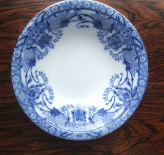 Atq Burgess Leigh Burslem Semi Porcelain England Raleigh Flow Blue 6 " Cereal Gilt