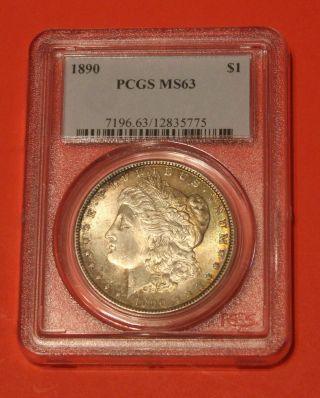 1890 - P Morgan Dollar Pcgs Certified Ms - 63 With Toning - See Photos