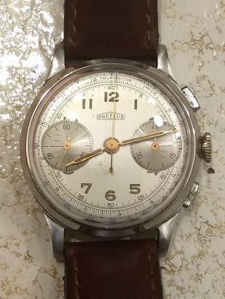 Vintage Angelus Cal.  215 Chronograph Wristwatch.  Stainless Steel Case.