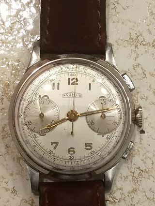 Vintage Angelus Cal.  215 Chronograph Wristwatch.  Stainless Steel Case. 3