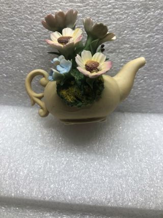 Capodimonte Italian Porcelain Miniature Teapot With Flowers